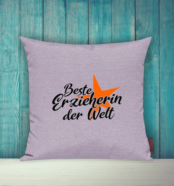 Kissenhülle Sofa Kissen "Beste Erzieherin der Welt" Sofakissen Deko Couch Kuschelkissen