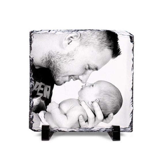 Photo board made of slate with your photo printed on noble natural material slate stone size 15 x 15 cm