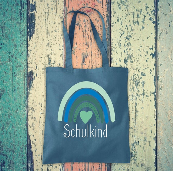 Stoffbeutel "Schulkind Regenbogen" Regenbogen Schule Baumwolle Jute Sportbeutel Tasche Beutel Hort Einschulung Kita Tier