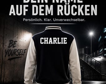 Collegejack met naam op de rug – gepersonaliseerd varsityjack met de gewenste naam op de rug