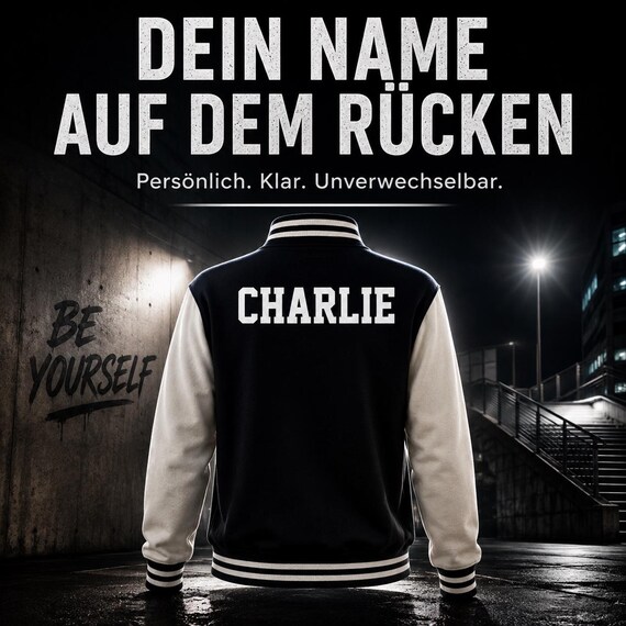 College jacket with name on the back – personalized varsity jacket with desired name on the back