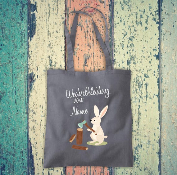 Fabric bag "Change of clothes with name, desired name" Animals Nature Forest Garden Meadow Cotton Jute Sports bag Bag Pouch Gift