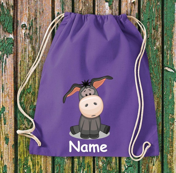 Gym bag Children Motif Donkey with desired name Animals Nature Meadows Forest Bag Bag Kita Hort School Enrolment Sports bag Laundry