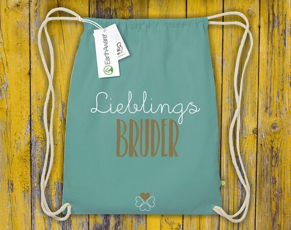 Organic Fairtrade Gymsack "Lieblingsmensch Lieblings Bruder" Turnbeutel Tasche Beutel Sporttasche Rucksack