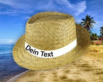Strohoed met gepersonaliseerd tekstidee, gewenste naam