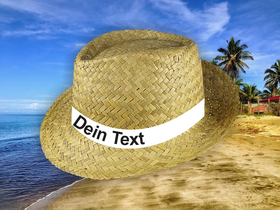 Straw hat Straw hat with desired text Text idea Desired name