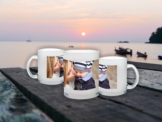 Glas Tasse satiniert Becher Kaffeetasse mit Foto Bild Pics Geschenk Mug Cup Geburtstag Teetasse