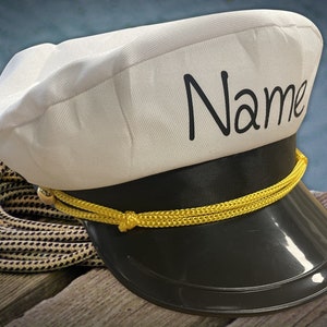Kapitäns Mütze Captain Hat mit Wunschname Wunschtext Hut Boot Verkleiden Bild 1
