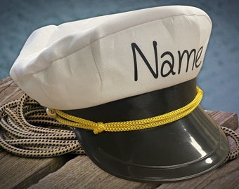 Captain's Hat with Personalized Name and Text - Hat for Boats and Dress-Up