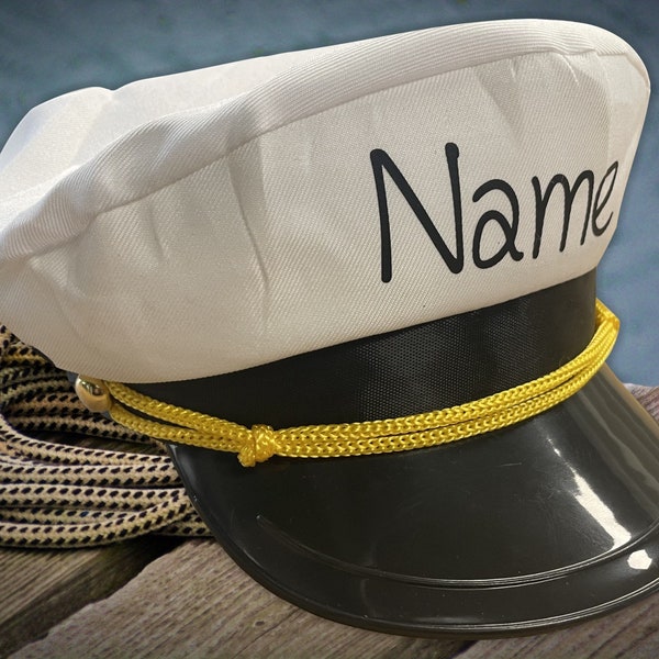 Kapitäns Mütze Captain Hat mit Wunschname Wunschtext Hut Boot Verkleiden