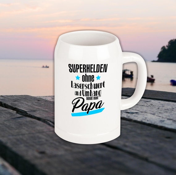 Beer mug superheroes Without laser sword and cape you are called Papa Grandpa Uncle Godfather Cousin Brother Mug to toast