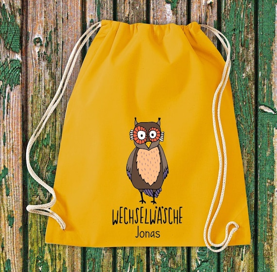 Gym bag with your choice of name "Change of clothes Animals Animal" Cotton Jute Sports bag Bag Gift Kindergarten Kita Sport