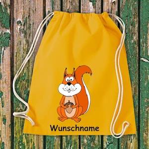 Gym bag sports bag &quot;Squirrel with desired name&quot; desired text name daycare after-school school cotton gym bag bag