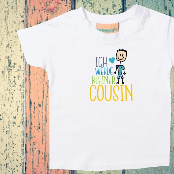 Baby Kinder T-Shirt Ich werde kleiner Cousin Geschenk Geburt
