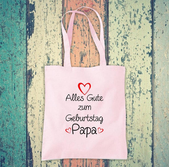 Stoffbeutel "Alles Gute zum Geburtstag Papa" Baumwolle Jute Sportbeutel Tasche Beutel Familie Liebe Geschenk