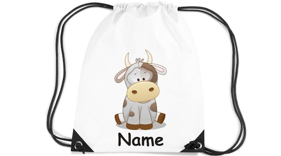 Children's gym bag motif cow + wish name