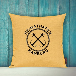 Cushion cover sofa cushion &quot;Heimathafen Hamburg&quot; sofa cushion decoration couch cuddly cushion