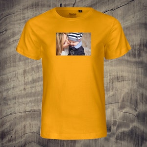 Children's t-shirt with photo printed nice gift idea unisex photo pic picture memory boys girls Yellow