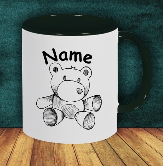 Children's Cup Drinking Mug Teddy Bear with desired name School Enrollment Daycare Birthday School