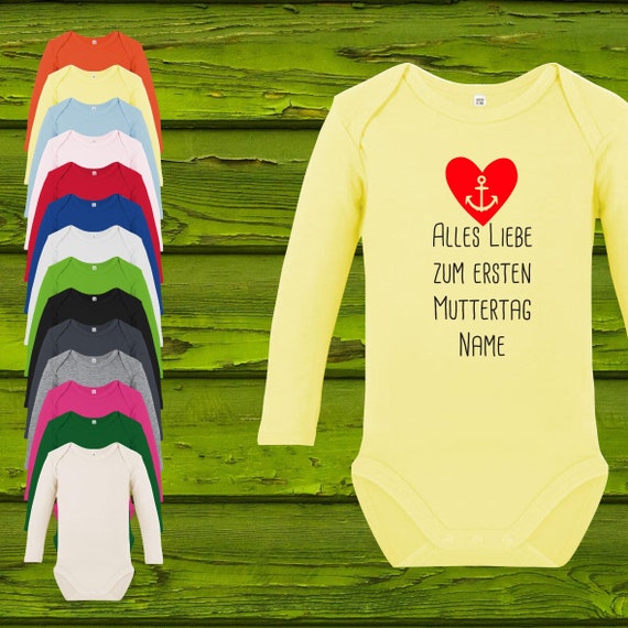 Baby Body Long Sleeve Baby Body Happy First Mother's Day with Desired Name Gift Longsleeve