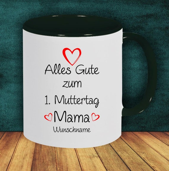 Kaffeepott "Alles Gute zum 1.  Muttertag Mama mit Wunschnamen oder Wunschtext" Tasse Kaffeetasse Teetasse Geschenk Mug