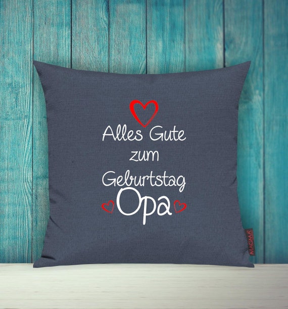 Kissenhülle Sofa Kissen "Alles Gute zum Geburtstag Opa" Sofakissen Deko Couch Kuschelkissen Familie Geschenk