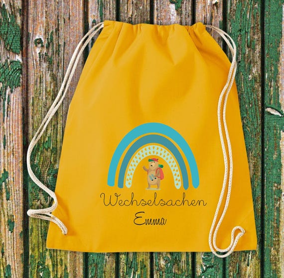 Personalized gym bag with name "Change of clothes with personalized name" Animals Nature Forest Garden Meadow Cotton Jute Sports bag Bag Gift Kindergarten Sports