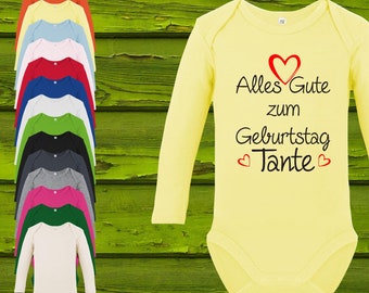 Babyrompertje, babyrompertje met lange mouwen, Happy Birthday Auntie