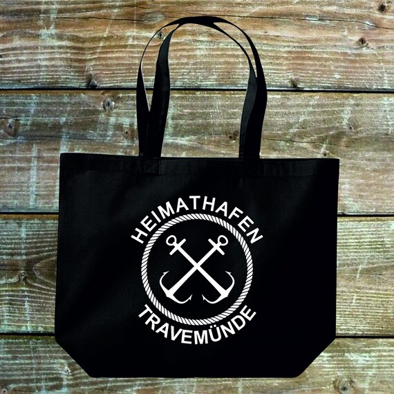 shirtinstyle Stoffbeutel "Heimathafen" Fehmarn Darß Waren Sylt Müritz Amrum Föhr Juist Husum Poel Borkum.... Baumwolle Beutel Geschenkidee