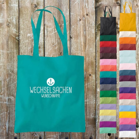 Fabric bag change of clothes anchor with desired name, desired text school cotton jute sports bag bag bag day care enrollment daycare