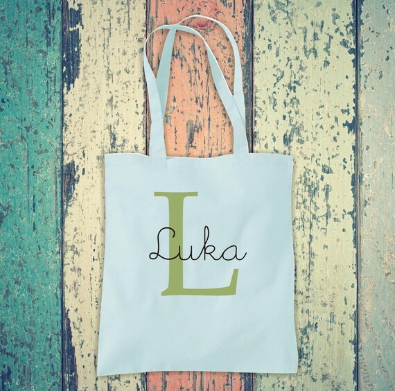 Tote bag "Initial First or Last Name" Cotton Jute Sports bag Bag Pouch Gift