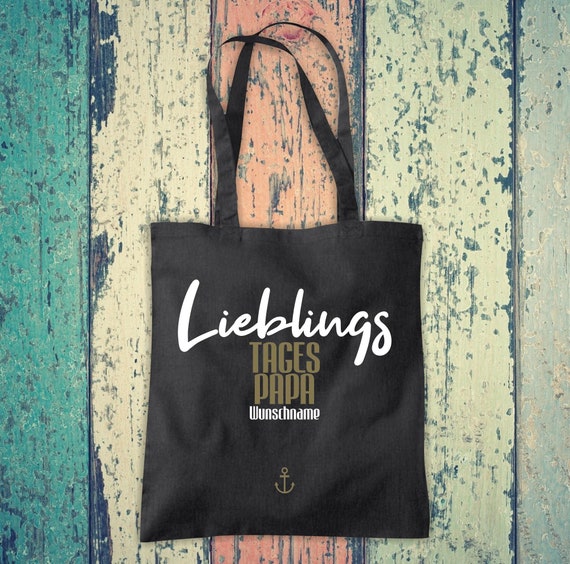 Stoffbeutel Lieblingsmensch Lieblings Tages Papa mit Wunschname Baumwolle Jute Sportbeutel Tasche Beutel Familie Liebe Geschenk