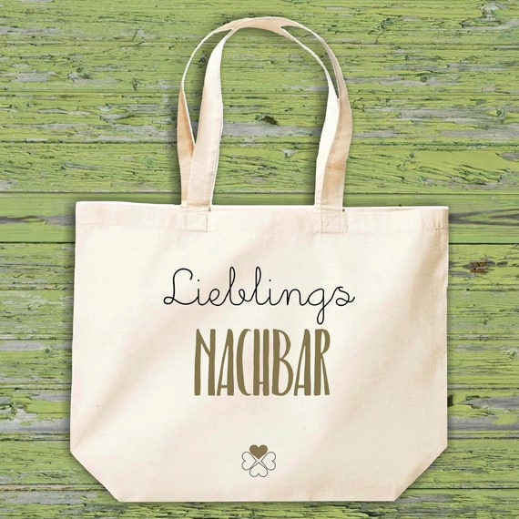 Stoffbeutel "Lieblingsmensch Lieblings Nachbar" Jute Baumwolle Tasche Einkaufen Beutel Geschenkidee