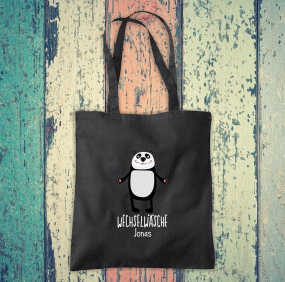 Fabric bag custom text "animal motif change of clothes name" animals cotton jute sports bag bag pouch gift