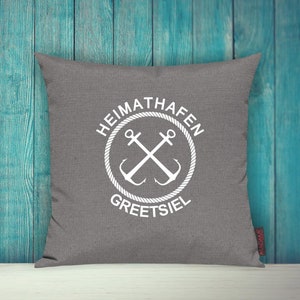 Cushion cover sofa cushion &quot;Heimathafen Greetsiel&quot; sofa cushion decoration couch cuddly cushion
