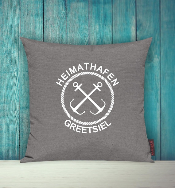 Cushion cover sofa cushion "Heimathafen Greetsiel" sofa cushion decoration couch cuddly cushion