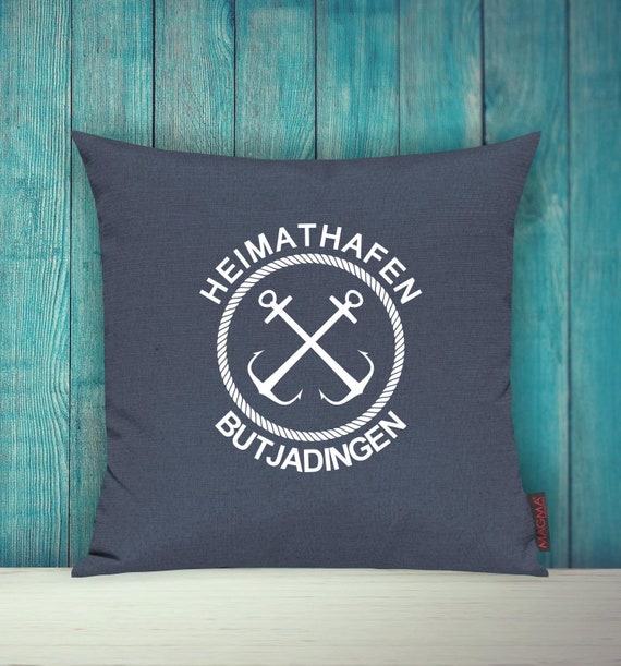 Cushion cover sofa cushion "Heimathafen Butjadingen Urlaub Familie" sofa cushion decoration couch cuddly cushion