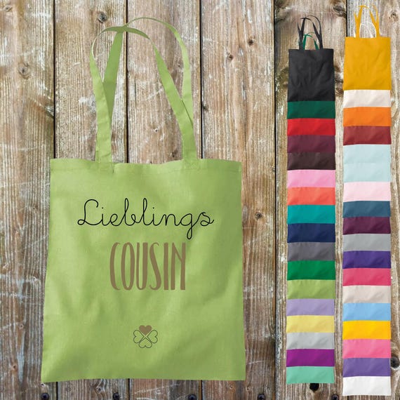 Fabric bag "Favorite Cousin" cotton jute sports bag bag gift