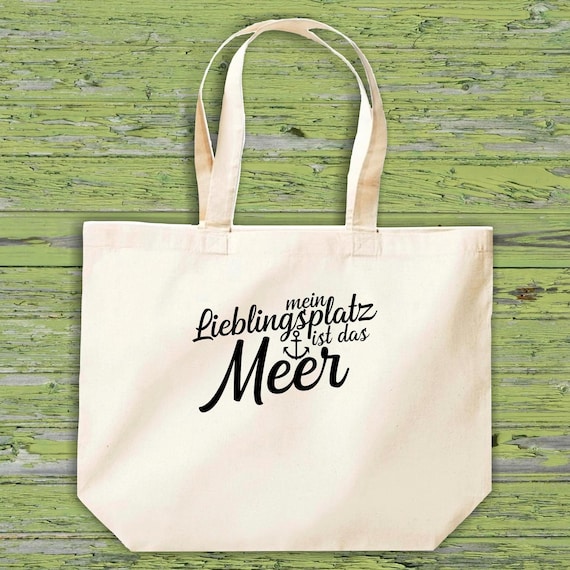 shirtinstyle Stoffbeutel "mein Lieblingsplatz ist das Meer" Jute Baumwolle Tasche Einkaufen Beutel Geschenkidee