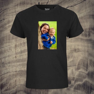 Children's t-shirt with photo printed nice gift idea unisex photo pic picture memory boys girls Black