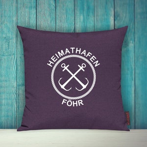 Cushion Cover Sofa Cushion &quot;Heimathafen Föhr Urlaub Familie&quot; Sofa cushion Decoration Couch Cuddly cushion