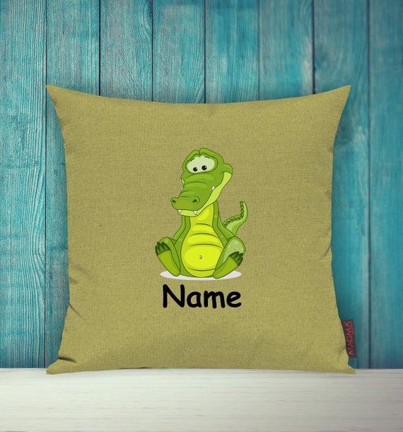 Cushion Cover Sofa Cushion Animals Animal Crocodile Wish Name Decoration Children's Room Gift Animals Nature Foxes Forest