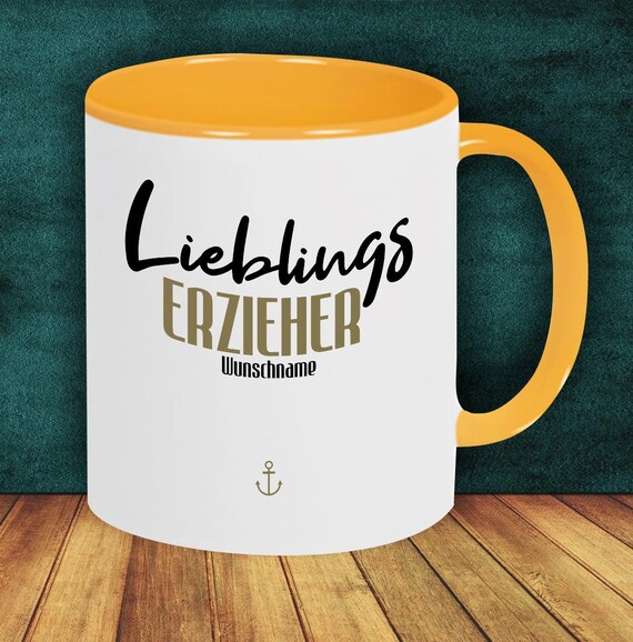 Kaffeepott "Lieblingsmensch Lieblings Erzieher" Tasse mit Wunschname Kaffeetasse Geschenk Geschenkidee Familie