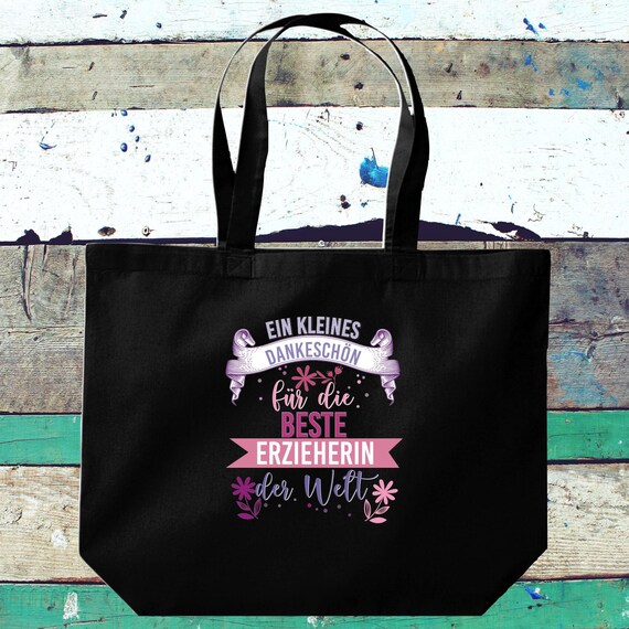 Tote bag - A thank you for the best mom, grandma, aunt, teacher, or educator in the world. Jute cotton bag - shopping bag - gift idea