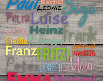 Strijktransfer, strijkfolie, DIY DTF, naam, tekst, gewenste naam, individueel gepersonaliseerd, 5-40 cm breed