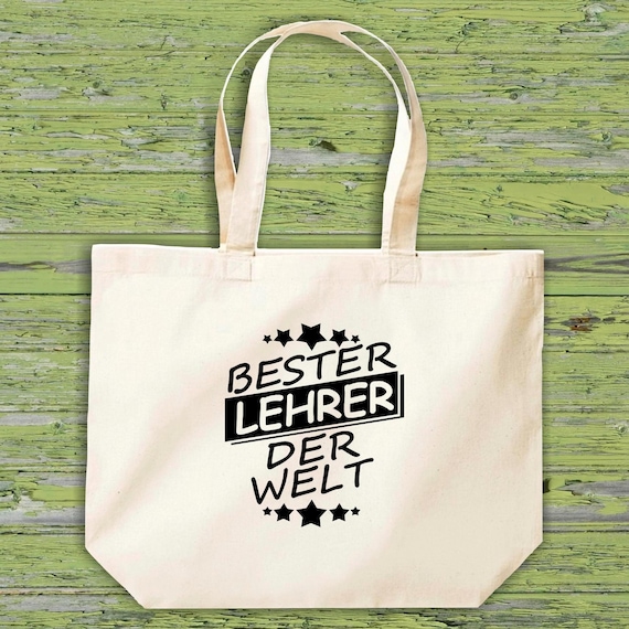shirtinstyle fabric bag "Best Teacher in the World" jute cotton bag shopping bag gift idea daycare school after-school care