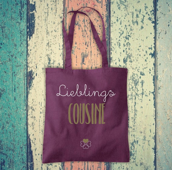 Stoffbeutel "Lieblingsmensch Lieblings Cousine" Baumwolle Jute Sportbeutel Tasche Beutel Familie Liebe Geschenk