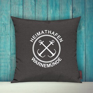 Cushion cover sofa cushion &quot;Heimathafen Warnemünde Urlaub Familie&quot; sofa cushion decoration couch cuddly cushion