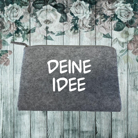 Kosmetiktasche Stifte Velvet Accessory Tasche "mit Text Idee Name Wunschtext" Accessoires Geschenk Kulturbeutel Filz Tasche Herz