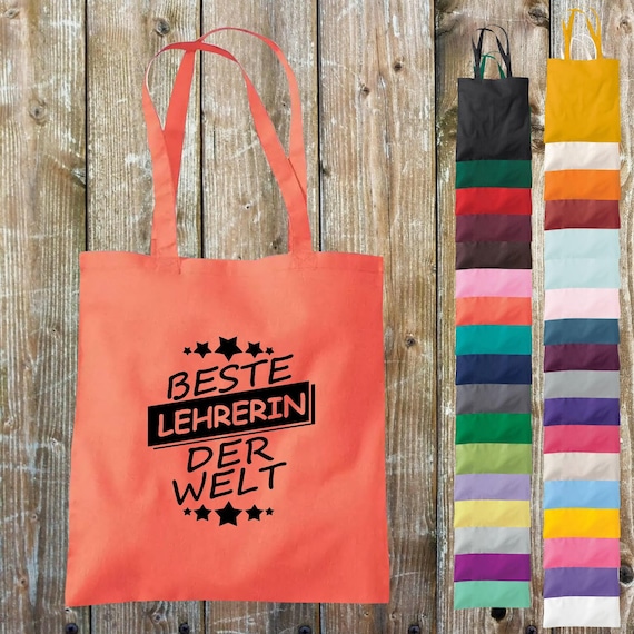 Stoffbeutel "Beste Lehrerin der Welt" Baumwolle Jute Sportbeutel Tasche Beutel Geschenk